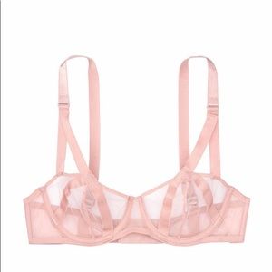 VERY SEXY Unlined Mesh Balconette Bra in rose.